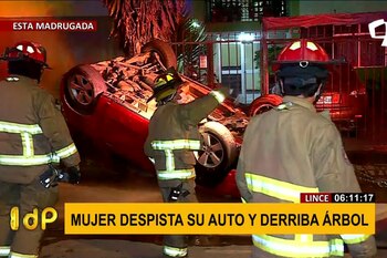 Lince: mujer se salvó de morir luego de perder el control de su vehículo y estrellarse contra árbol