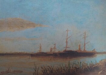 Bombarderas Constitución y República (Óleo