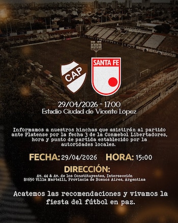Recomendaciones para los hinchas de Santa Fe que viajaron a Buenos Aires para ver el partido contra Platense en la Copa Libertadores - crédito Santa Fe