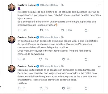 Gustavo Bolívar se opone a