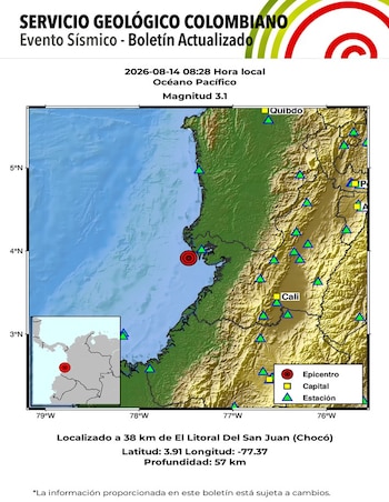 Servicio Geológico Colombiano reportó nuevo temblor - crédito SGC