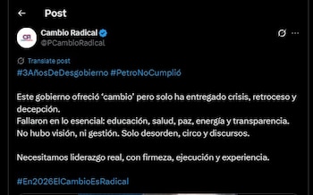 Cambio Radical lanzó cuestionamientos a