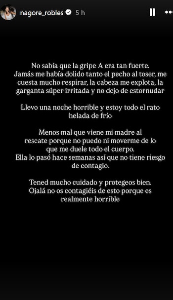 Nagore Robles actualiza su estado