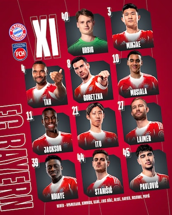 Este es el equipo titular de los "Gigantes de Baviera"-crédito @FCBayern/X