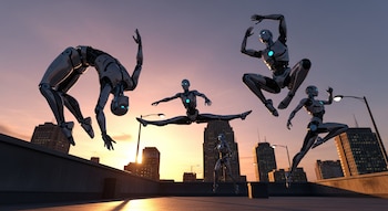 Los robots ejecutaron volteretas triples,