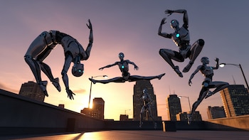 Robots humanoides sorprenden con saltos