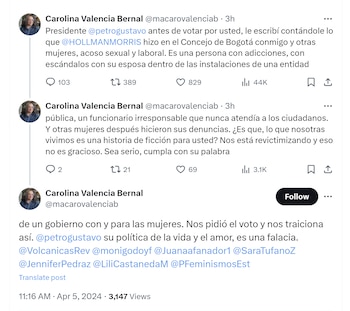 Carolina Valencia cuestionó al presidente