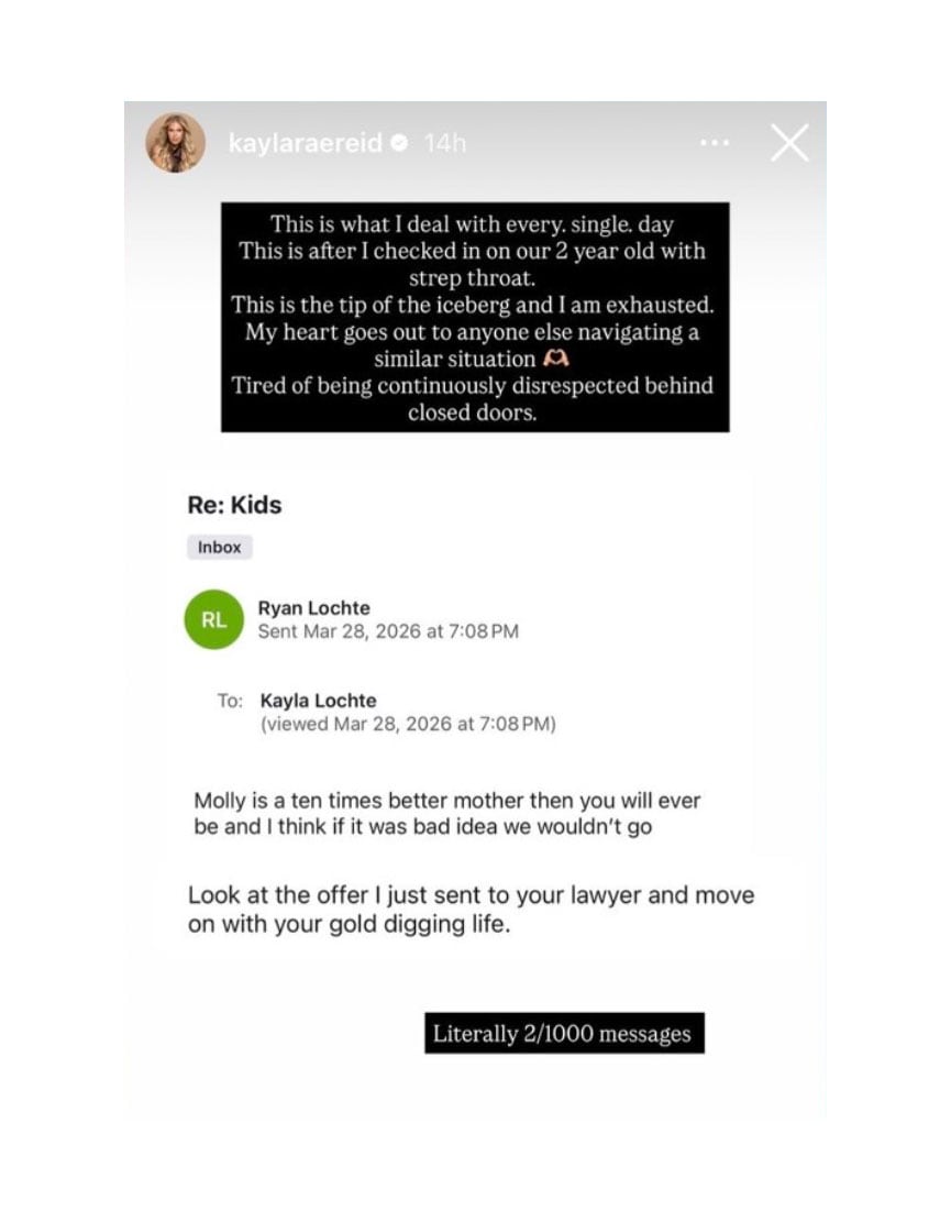 El posteo de Kayla Rae Reid que inició el conflicto público