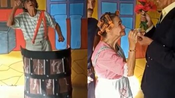 Abuelitos disfrazados de los personajes