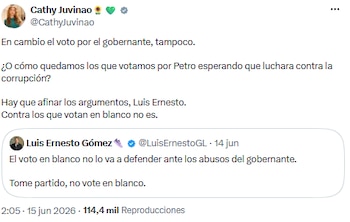 Cathy Juvinao respondió a Luis Ernesto Gómez y cuestionó resultados de Gustavo Petro en lucha anticorrupción - crédito @CathyJuvinao/X