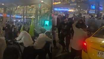 En imágenes: manifestación de taxistas en el aeropuerto El Dorado terminó en fuertes disturbios tras la intervención del Undmo