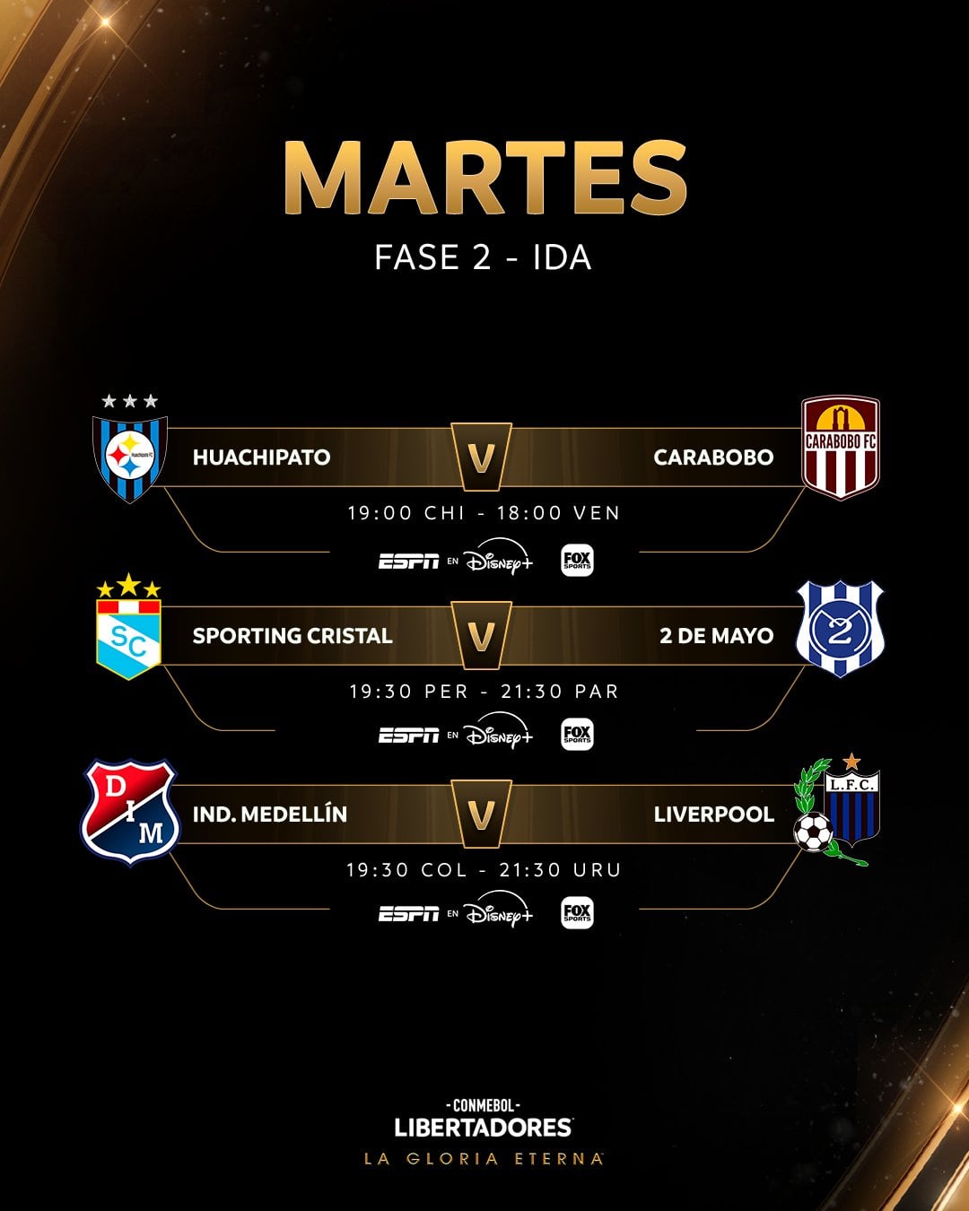 Así se jugarán los partidos de la jornada del 24 de febrero de 2026 - crédito @Libertadores/X