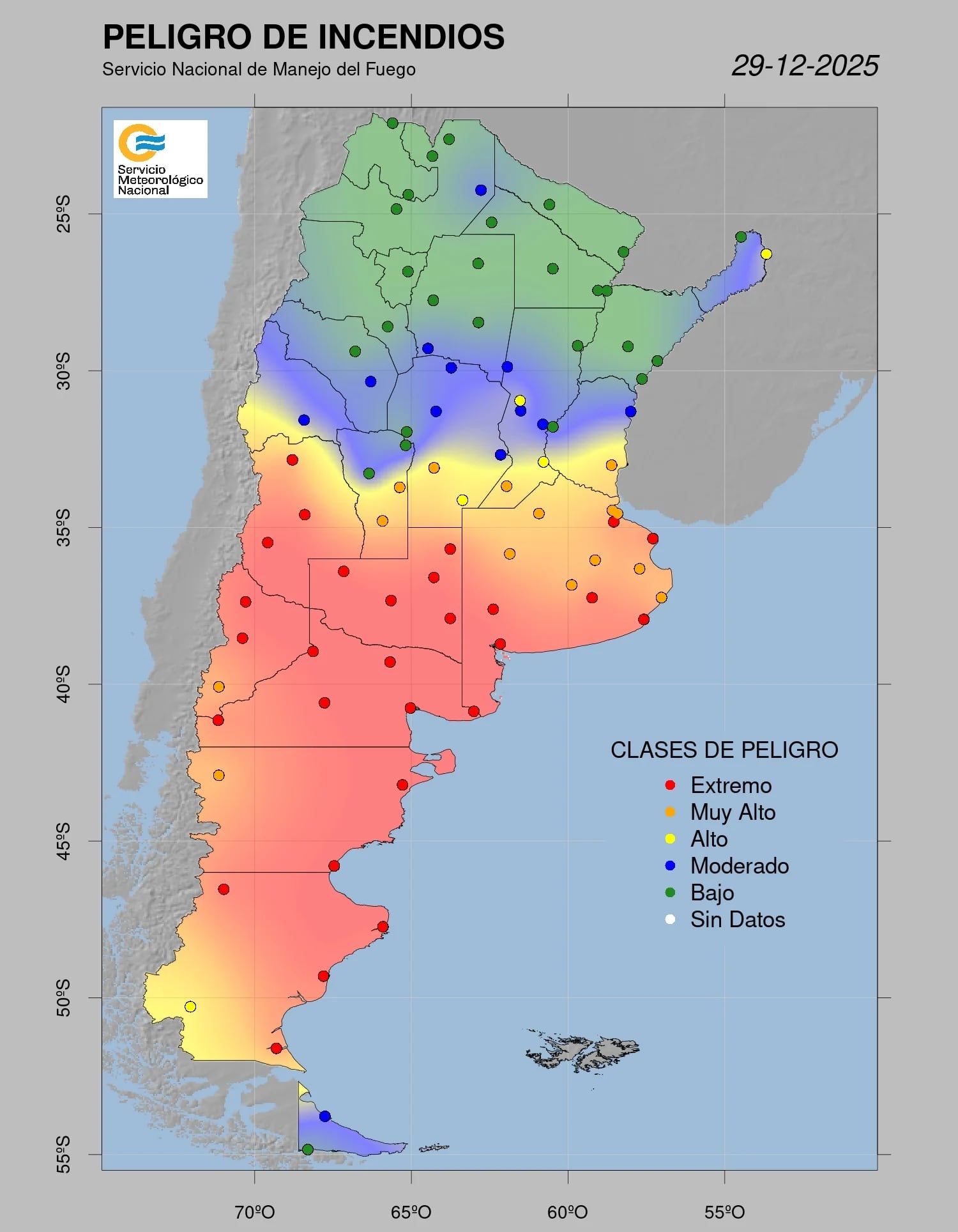 El riesgo extremo de incendios forestales se extiende a diez provincias, según el último reporte de organismos oficiales