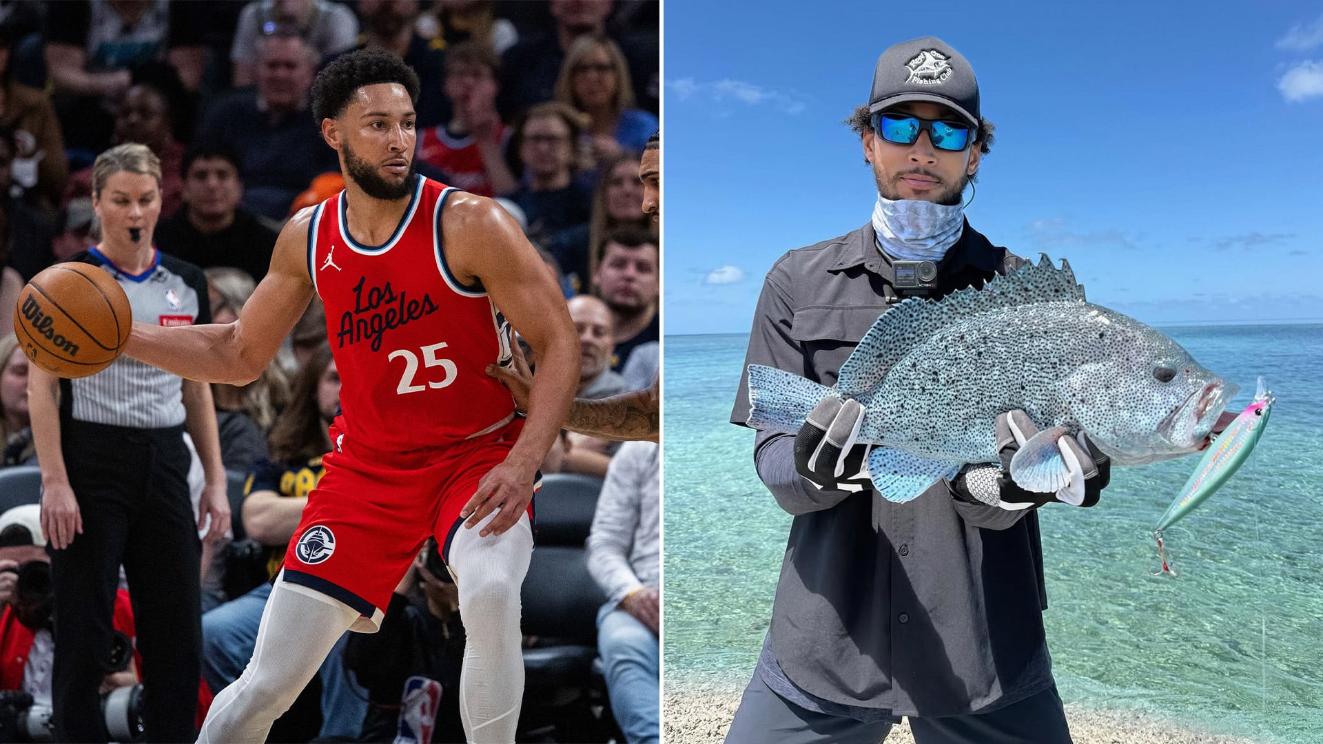 Ben Simmons pausó su carrera en la NBA para dedicarse a la pesca deportiva (Reuters e Instagram)
