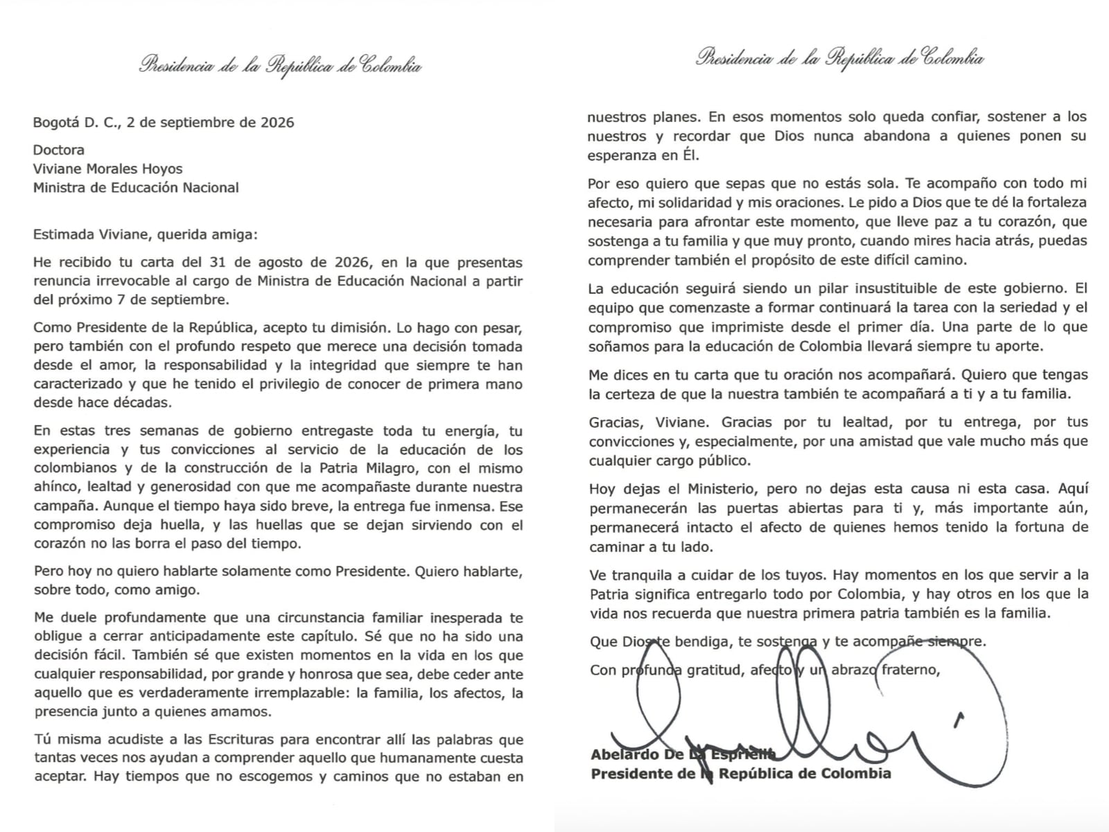 Ilva Myriam Hoyos fue nombrada nueva ministra de Educación tras la salida de Viviane Morales - crédito @ABDELAESPRIELLA / X