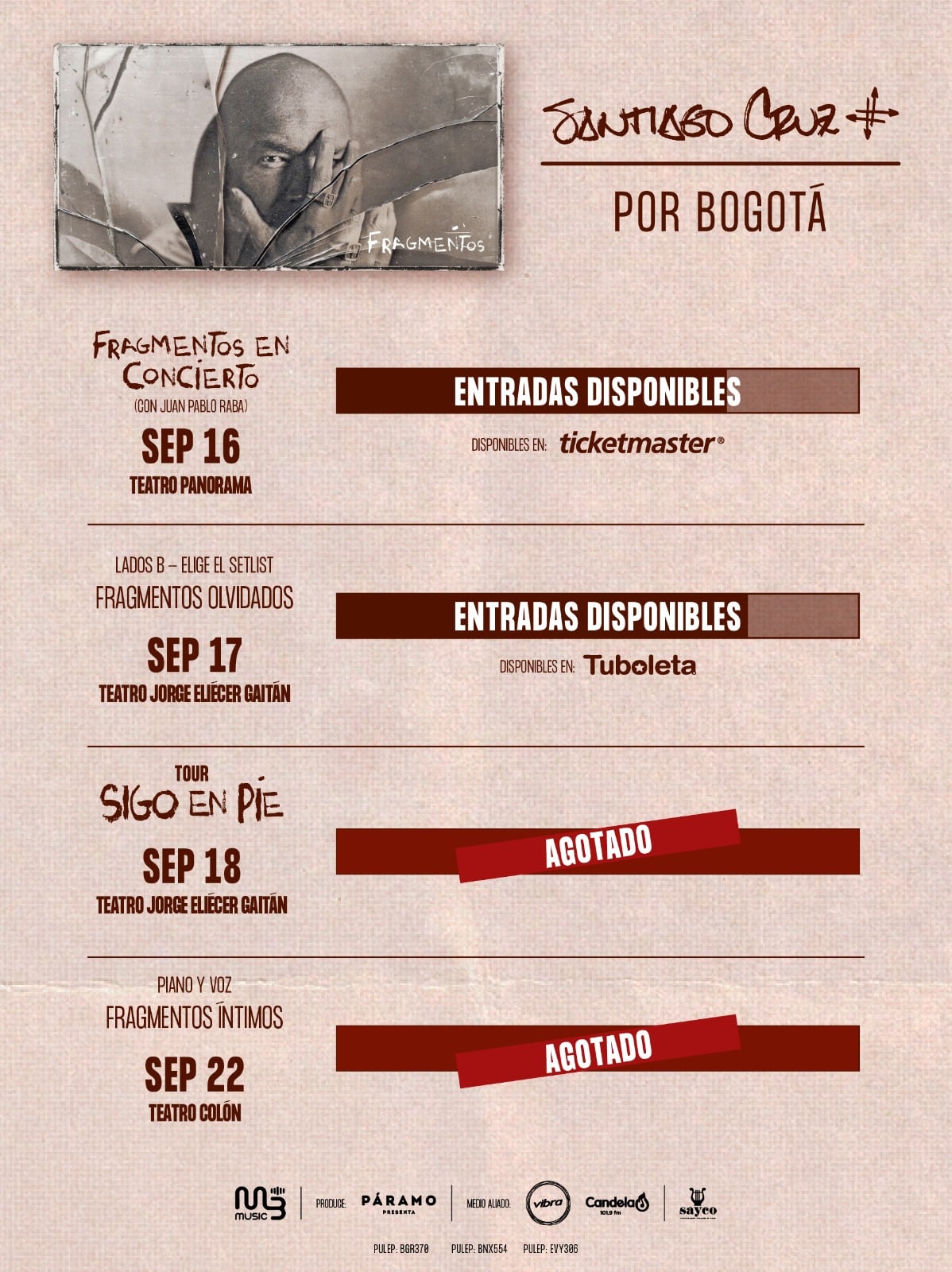 El ciclo bogotano concluye el 22 de septiembre en el Teatro Colón con “Fragmentos Íntimos – Piano y Voz”, también con entradas agotadas.