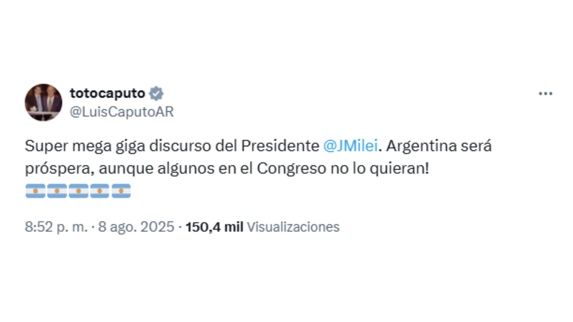 El mensaje que publicó el ministro de Economía en redes sociales
