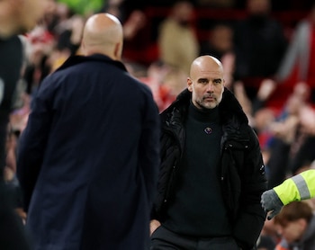 Pep Guardiola tras la derrota ante el Liverpool. (Phil Noble/REUTERS)