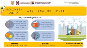 En regiones altas habrá temperaturas
