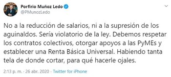 Twit Porfirio Muños Ledo (Foto: