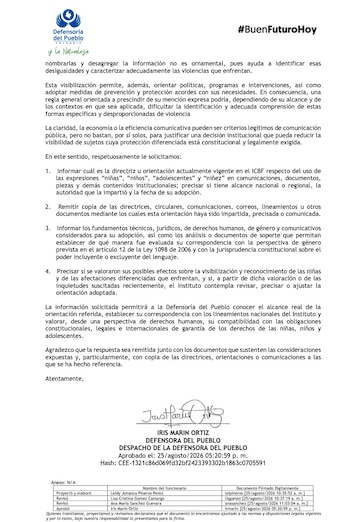 Defensoría del Pueblo - crédito @EspinosaRadio/X