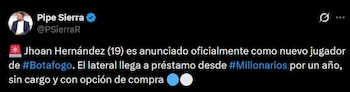 Jhoan Hernández jugará en Brasil