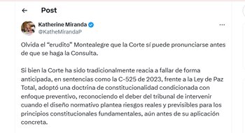 Katherine Miranda cita la sentencia