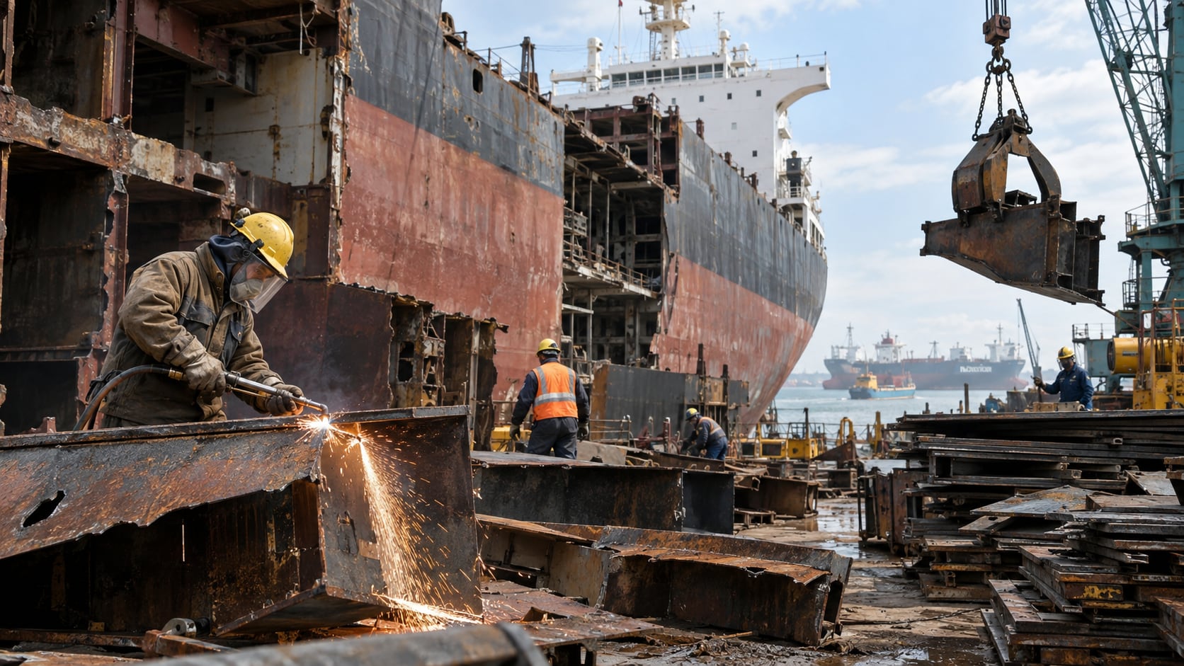 Cuando un buque supera su vida útil o deja de resultar rentable operarlo, su desguace permite recuperar acero y otros materiales que vuelven a integrarse a la cadena productiva (Imagen: Movant Connection)