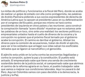 Presidente Petro advierte de supuestas