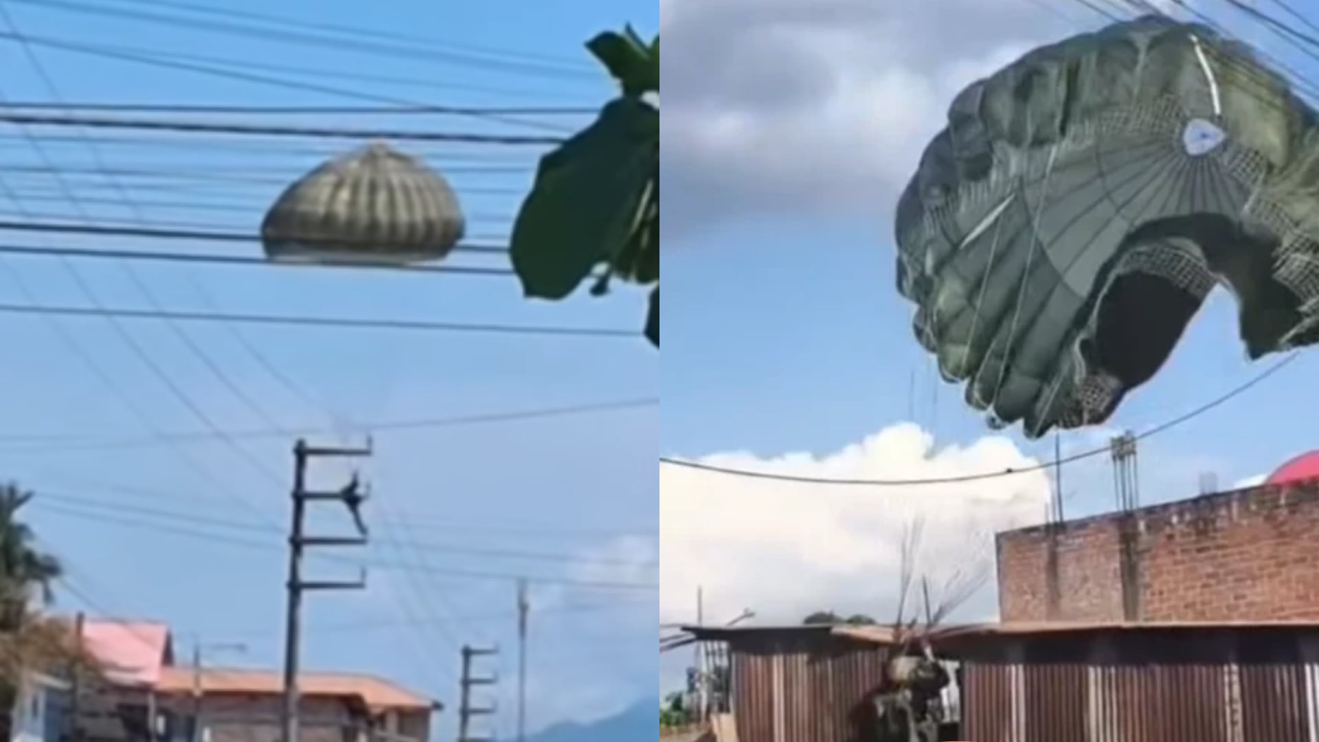 Paracaidistas de unidad de élite PNP terminan heridos tras caer en cables de alta tensión y el techo de una vivienda