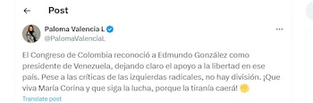 Paloma Valencia habla del reconocimiento