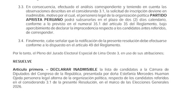 Declaran inadmisible lista de candidatos