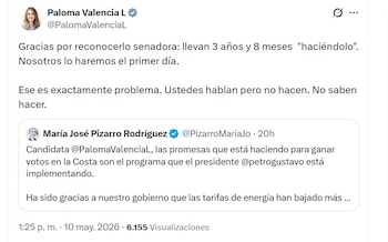 Paloma Valencia respondió que el problema del actual gobierno radica en la falta de resultados rápidos para los ciudadanos de la Costa Caribe - crédito @PalomaValenciaL/X