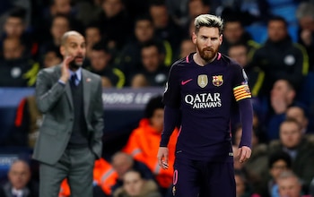 Guardiola y Messi en otro
