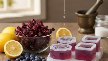 Gelatina de jamaica y arándano: