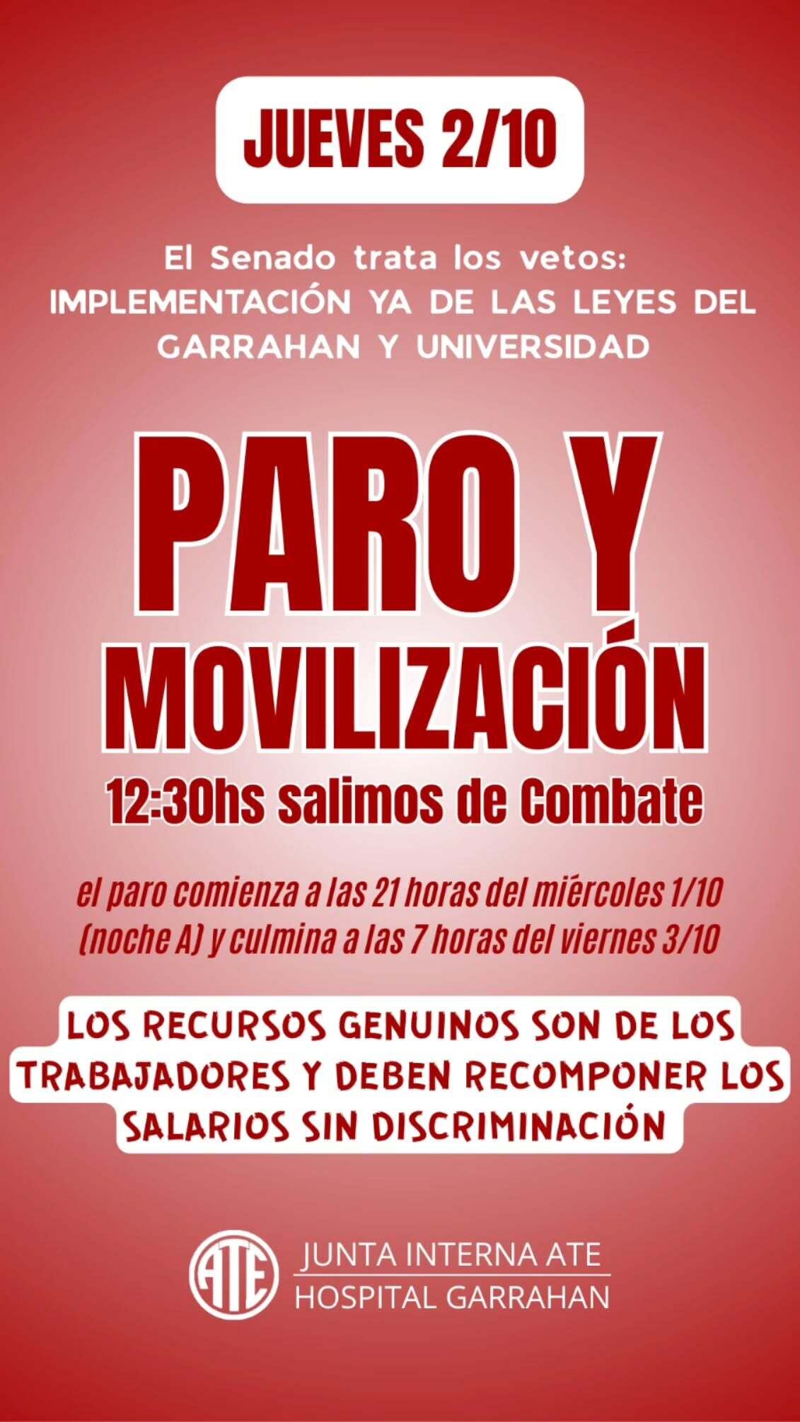 La movilización comenzará a las 12:30 horas (@ategarrahan)