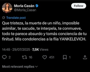 El tuit de Moria Casán