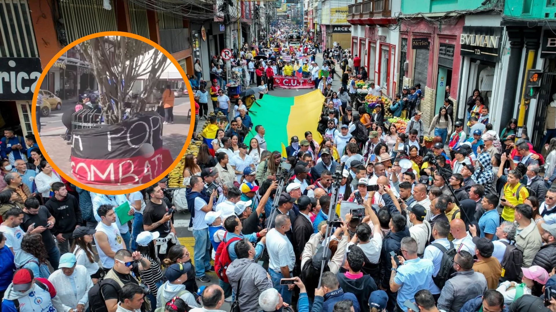 Los elementos fueron vistos al inicio de la jornada de movilizaciones del 14 de octubre - crédito Alcaldía de Pasto/Captura de Video Caracol Pasto