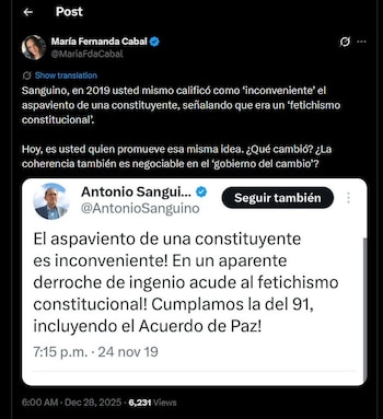 María Fernanda Cabal recordó una