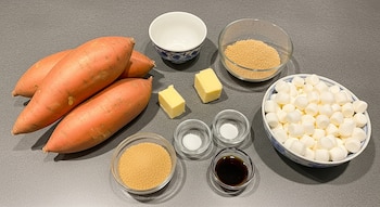 Batatas, manteca, azúcar, sal, vainilla