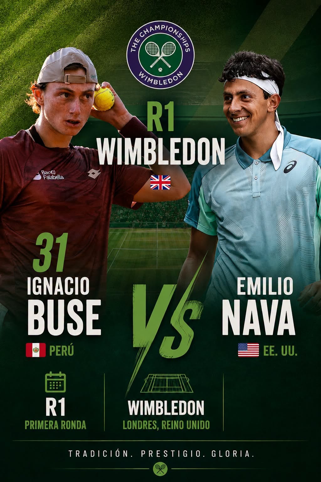 Ignacio Buse se estrena en Wimbledon 2026. Crédito: ATPerú.