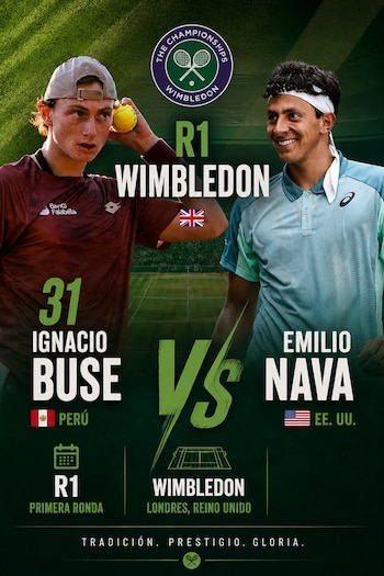 Ignacio Buse se estrena en Wimbledon 2026. Crédito: ATPerú.
