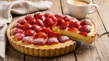Receta de tarta de frutillas con crema pastelera, rápida y fácil