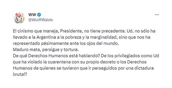 El tuit de Waldo Wolff,
