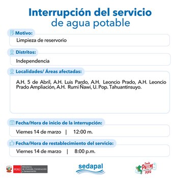 Zonas afectadas en Independencia. |