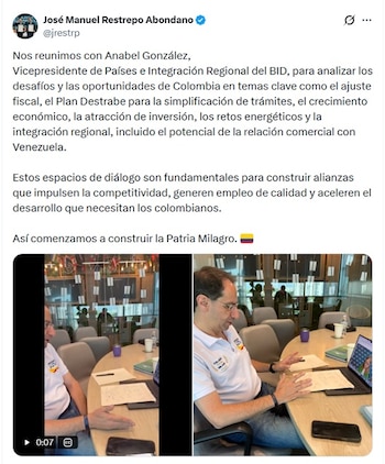 José Manuel Restrepo, vice-presidente eleito da Colômbia, busca construir uma coalizão para promover a concorrência - crédito @jrestrp/X