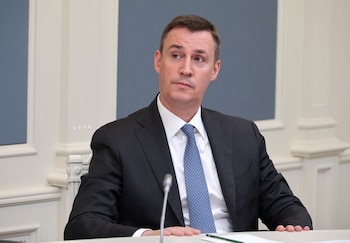 Russian Agriculture Minister Dmitry Patrushev attends a video conference meeting to discuss agricultural issues including spring field operations in Moscow, Russia, May 18, 2023. Sputnik/Mikhail Klimentyev/Kremlin via REUTERS ATTENTION EDITORS - THIS IMAGE WAS PROVIDED BY A THIRD PARTY.