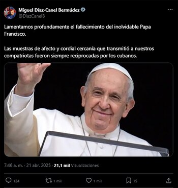 Tweet del dictador cubano, Miguel