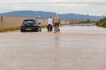 Dos ciclistas circulan junto a