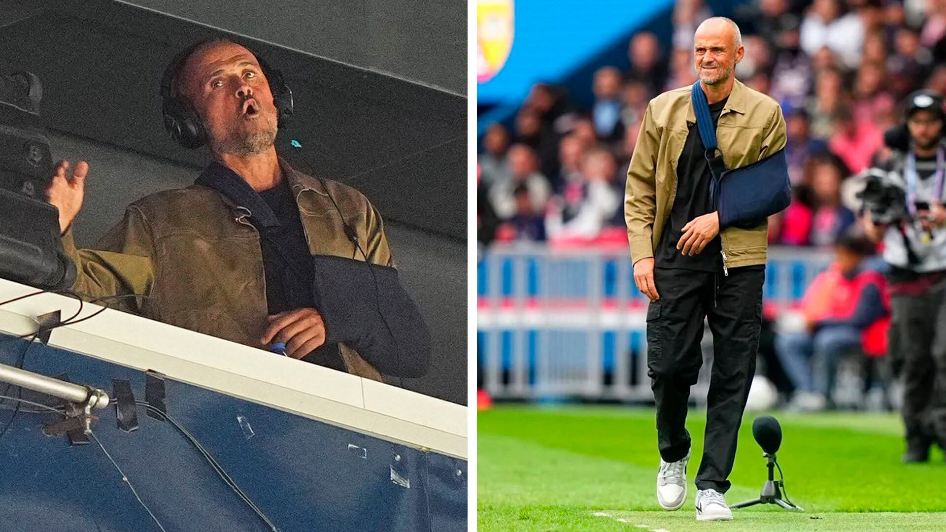 Luis Enrique siguió una parte del partido del PSG ante Lens fuera del banco